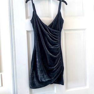Olivaceous grey velvet dress